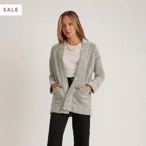 Marine Layer Birdseye Cardigan in Black/White Contrast